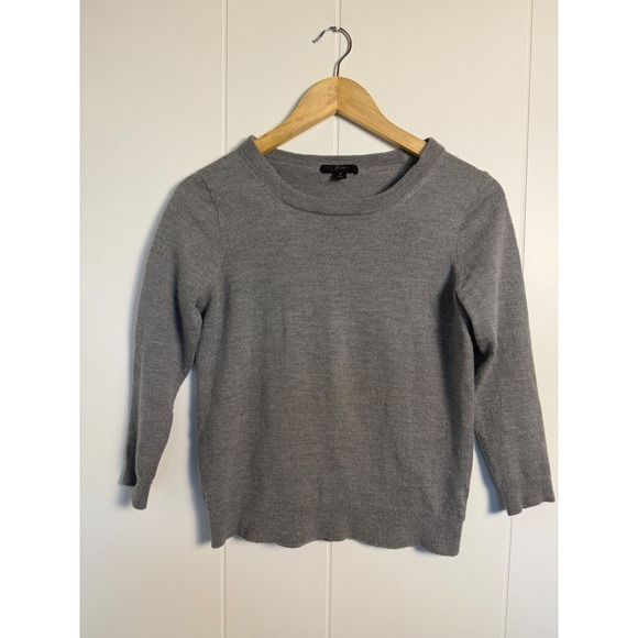 J.Crew Sweaters - 100% Merino Wool J.Crew Tippi Sweater M Gray 3/4 Sleeve Knit Pullover